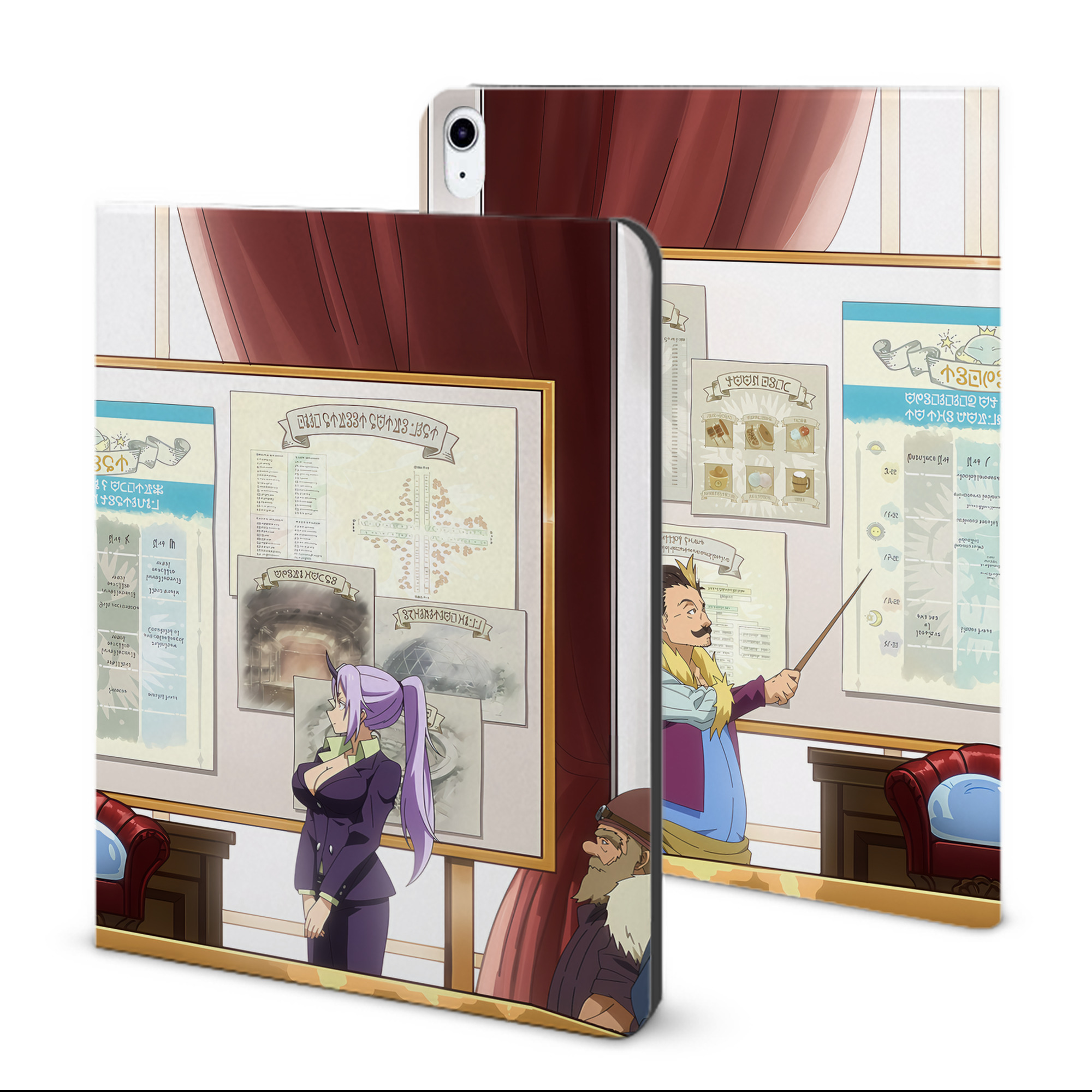 （画像用） 転スラ Regarding Reincarnated to Slime IPad ケース ブック型 PUレザー TPU 耐衝撃 軽量 薄型 ペン収納なし 全面保護 IPad 各モデル対応